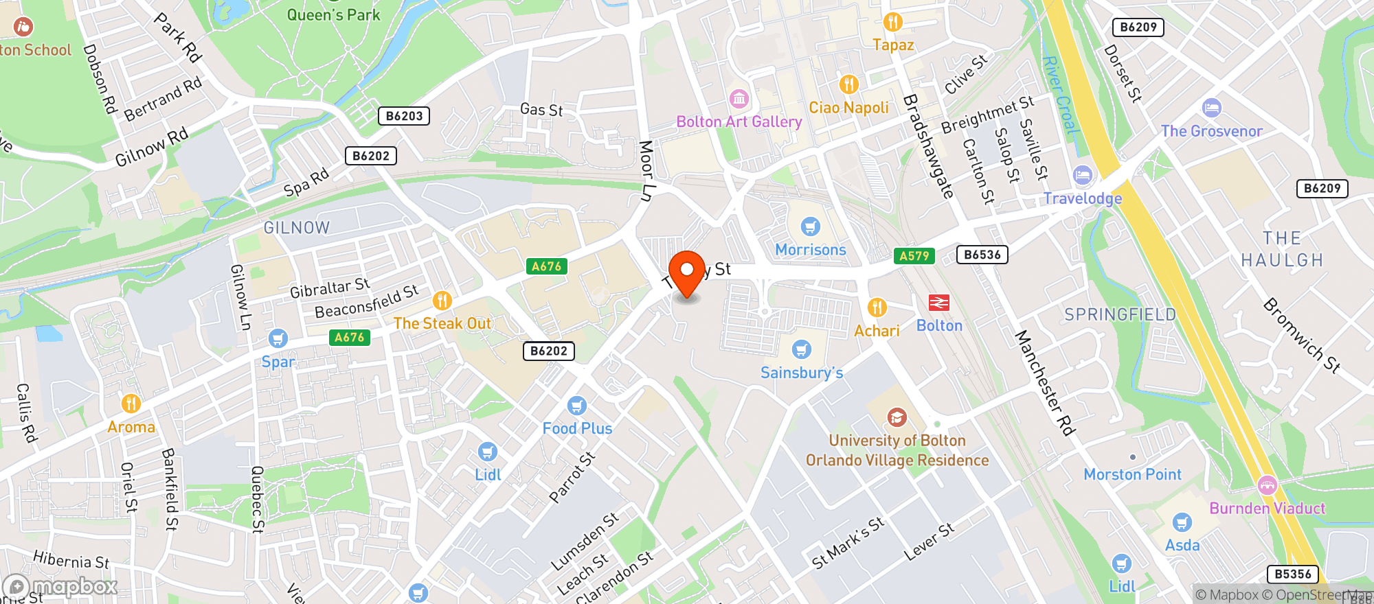 Map showing Sainsburys Bolton