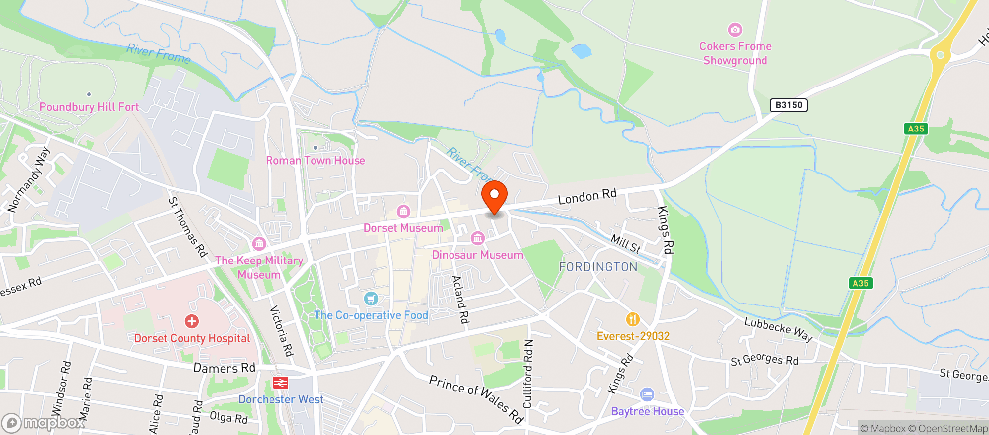 Map showing Majestic Dorchester