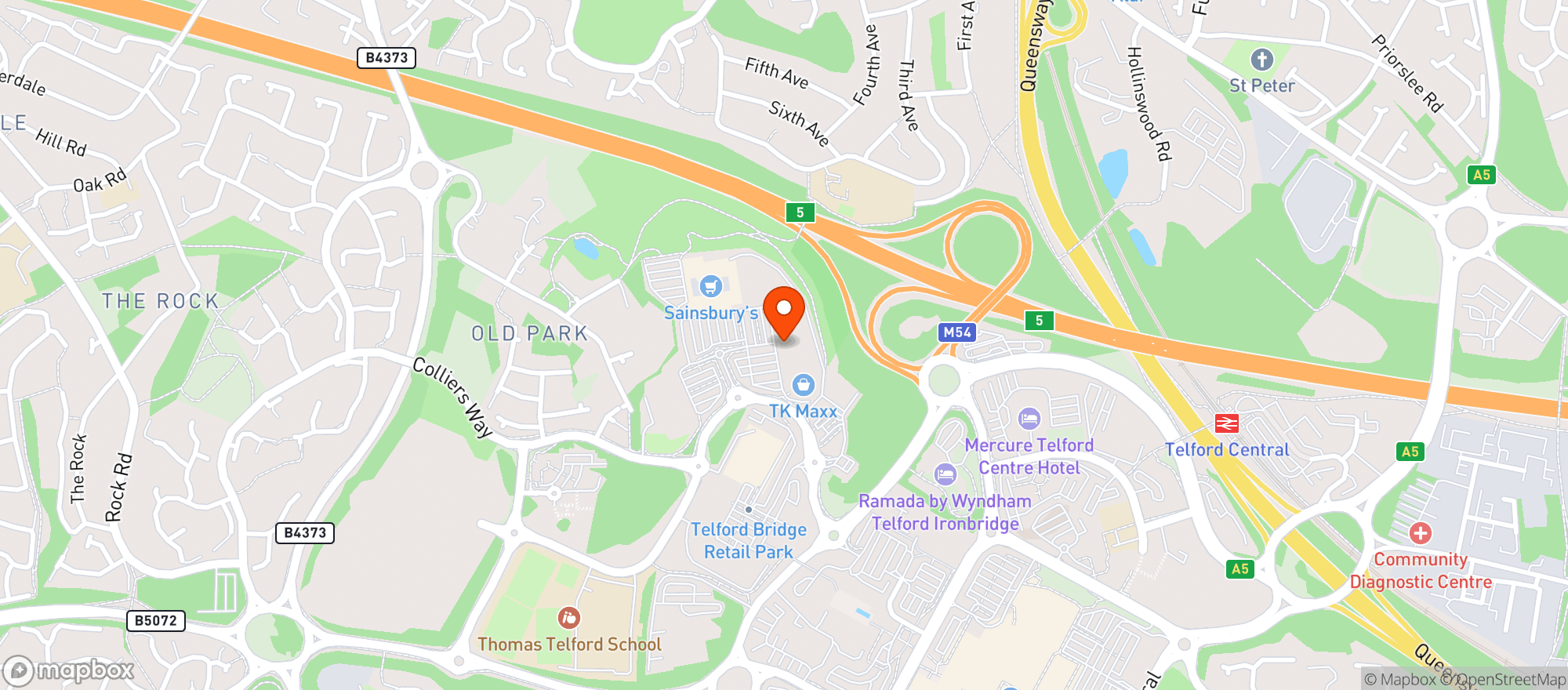 Map showing Sainsburys Telford