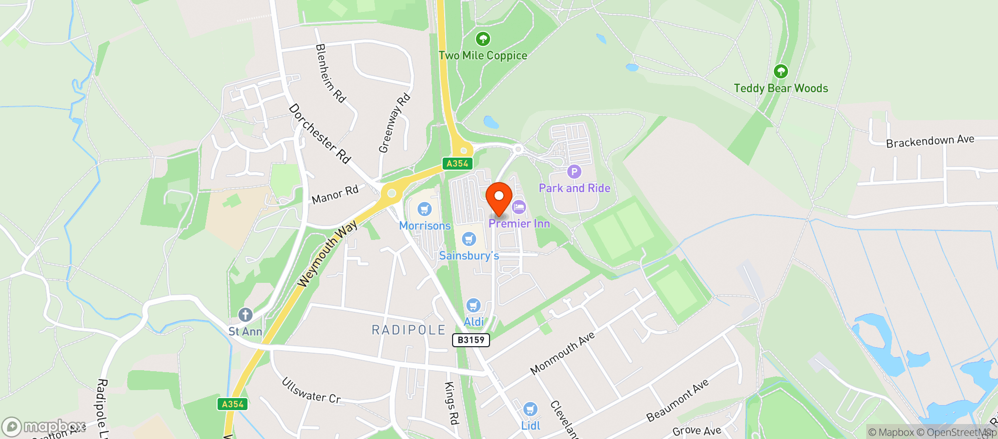 Map showing Sainsburys Weymouth