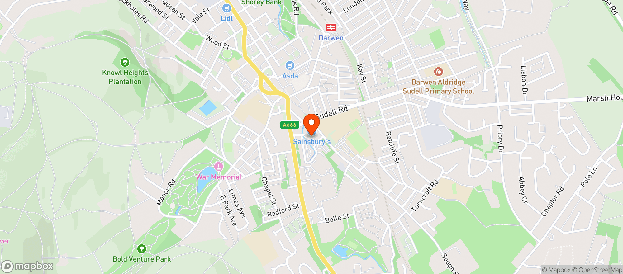 Map showing Sainsburys Darwen