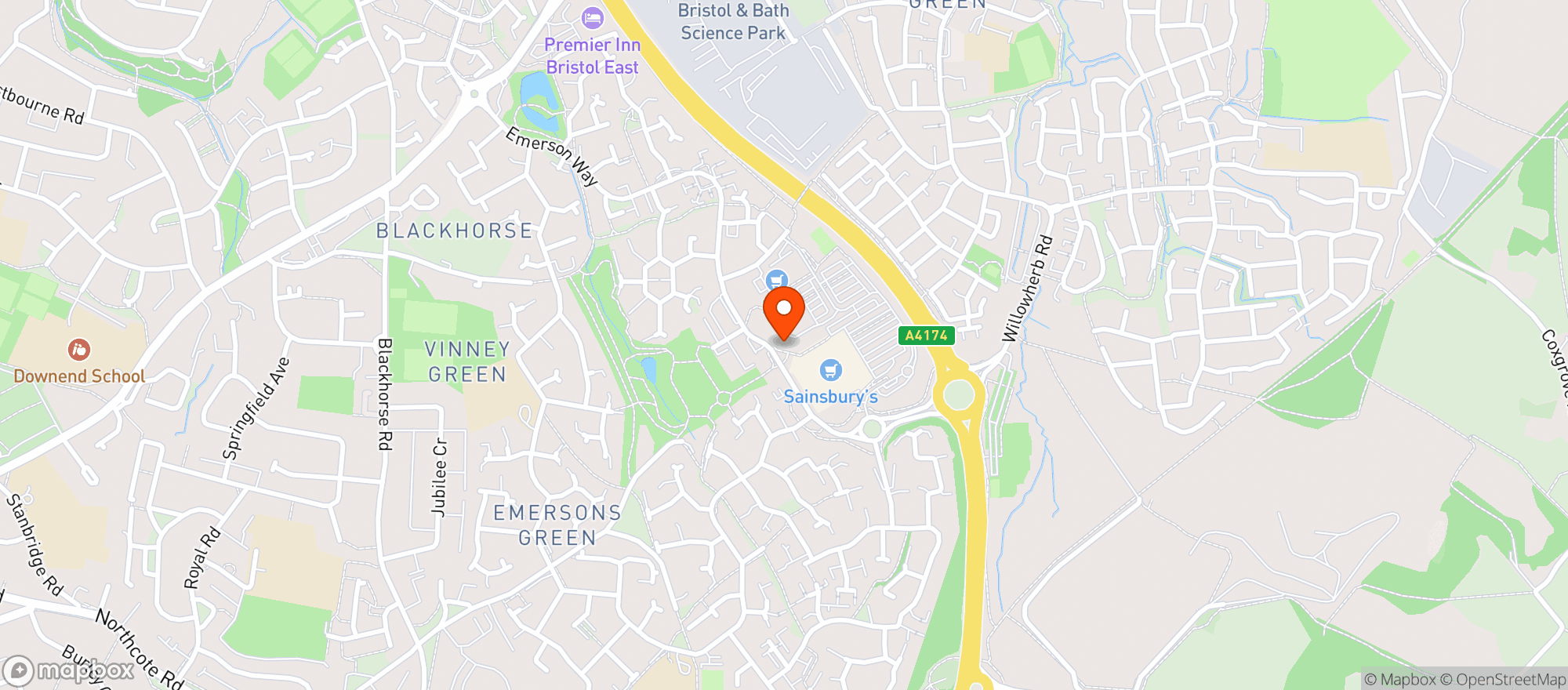 Map showing Sainsburys Emersons Green