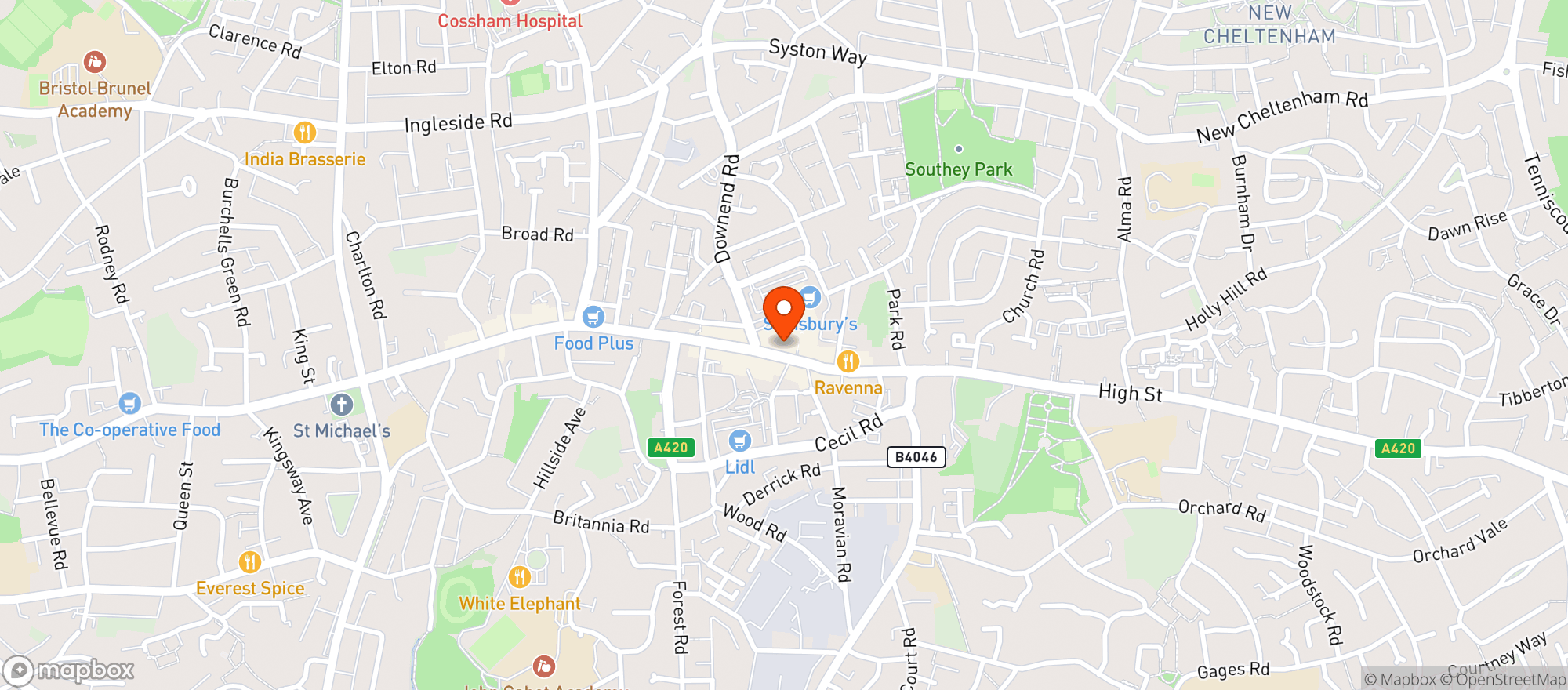 Map showing Sainsburys Kingswood