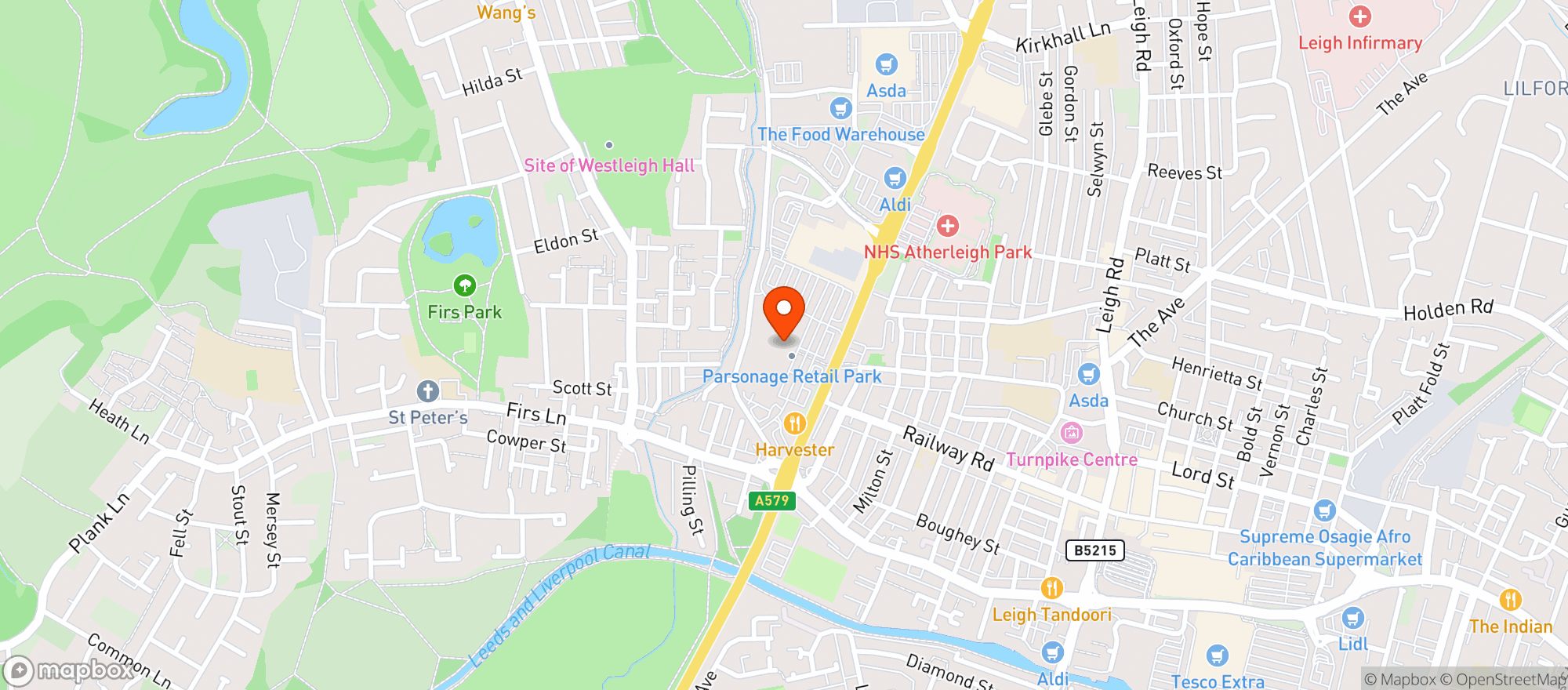 Map showing Sainsburys Leigh Atherleigh Way