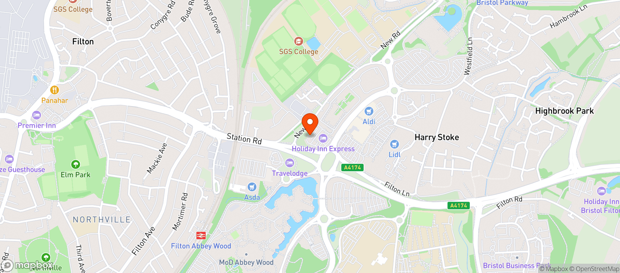 Map showing Sainsburys East Filton