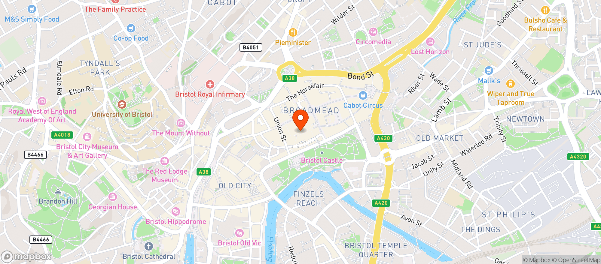 Map showing M&s
