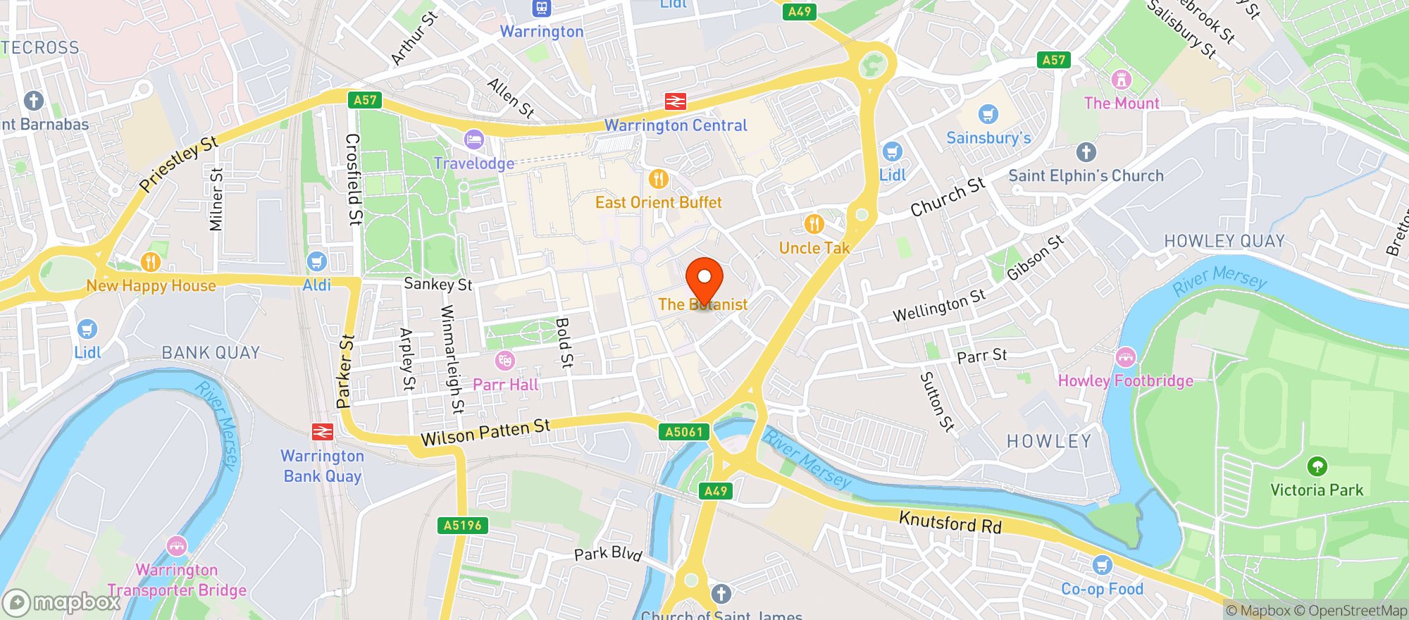 Map showing Botanist (warrington)