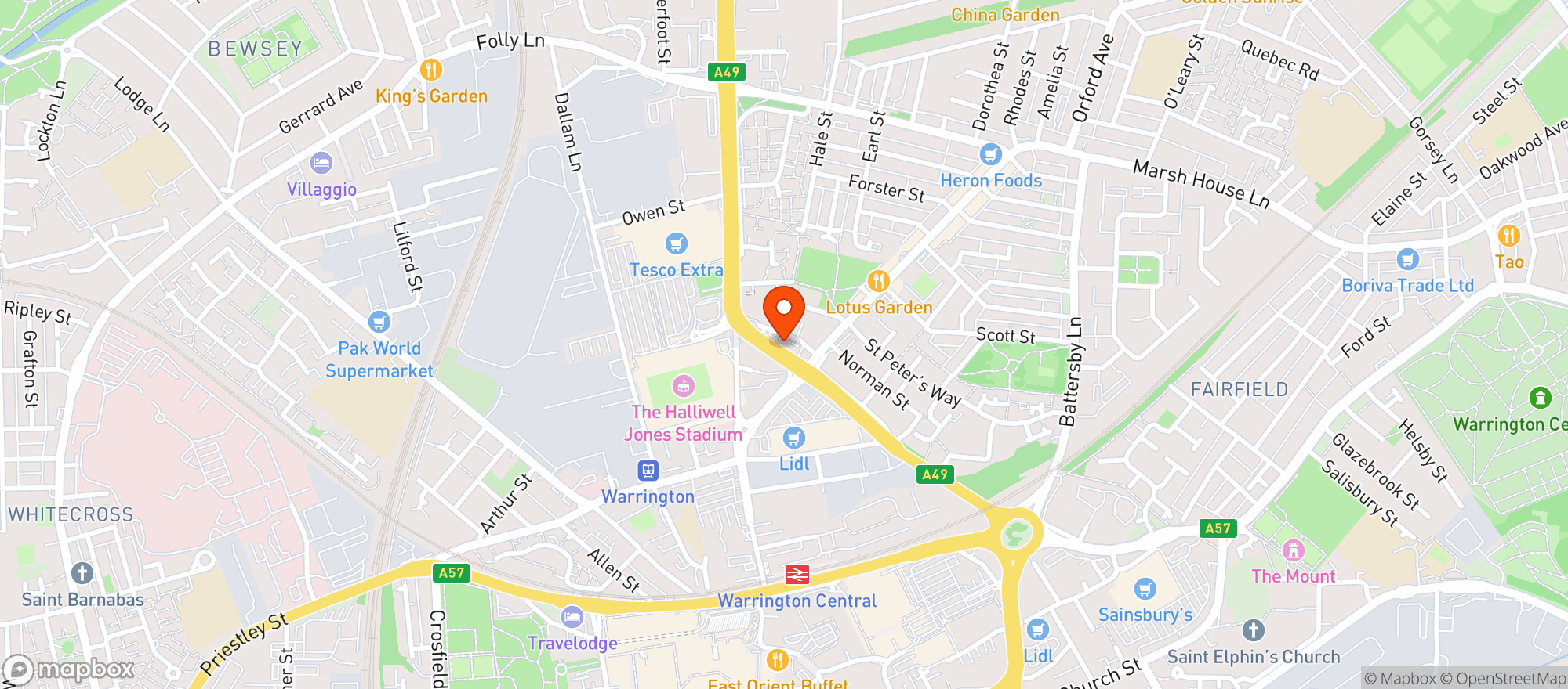 Map showing Majestic Warrington