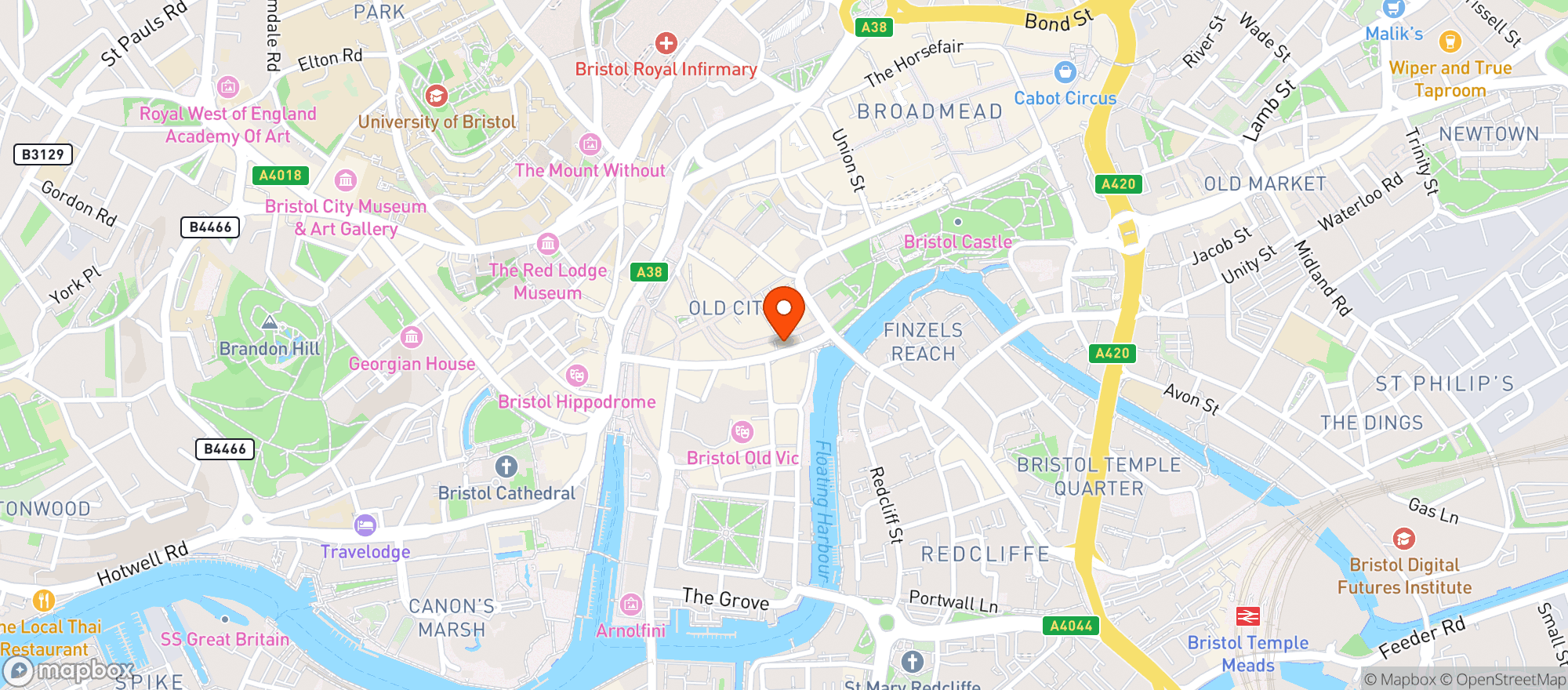 Map showing The Old Fish Market, Bristol
