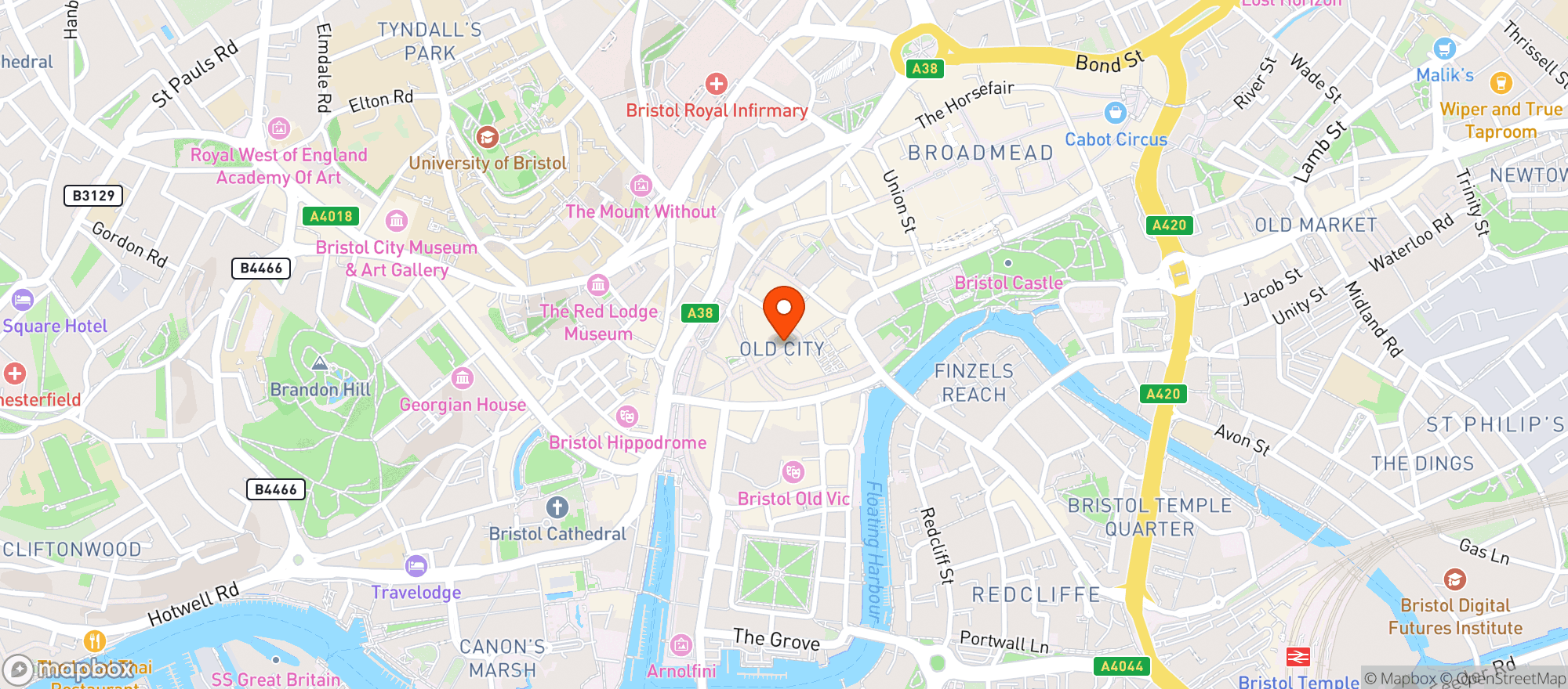 Map showing The Ox Restaurant