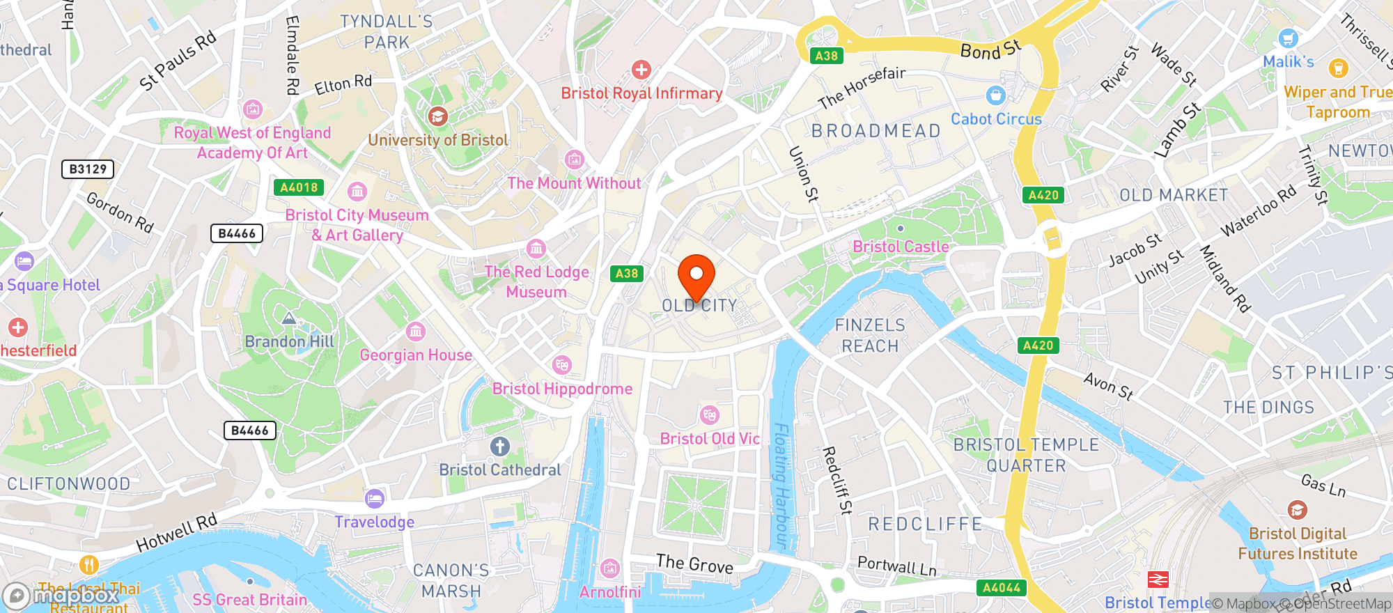 Map showing Flight Club Bristol