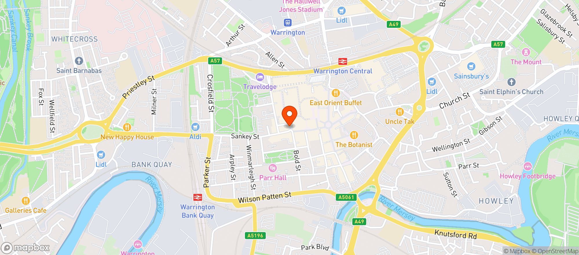 Map showing white hart pub