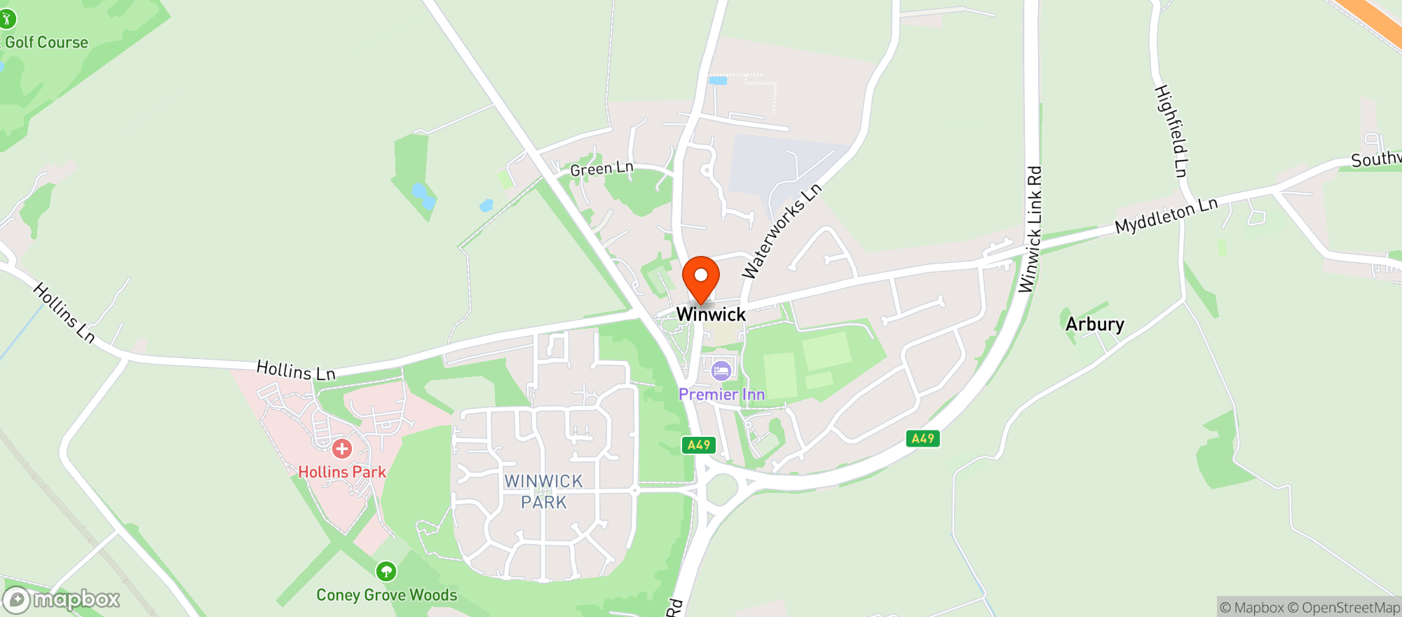 Map showing Hare & Hounds