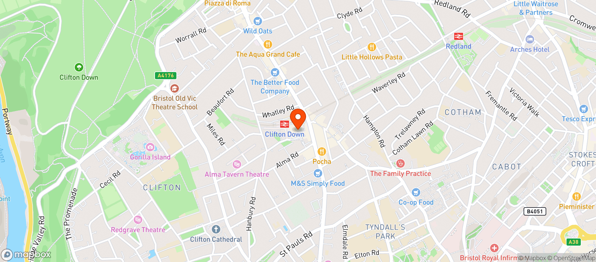 Map showing Sainsburys Clifton Down