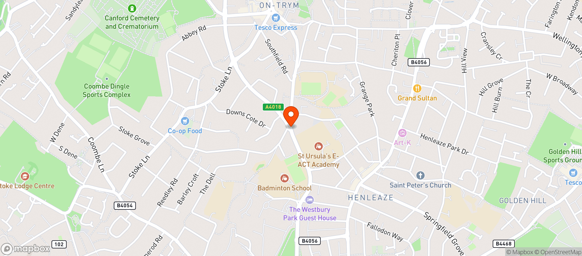 Map showing Majestic Westbury on Trym