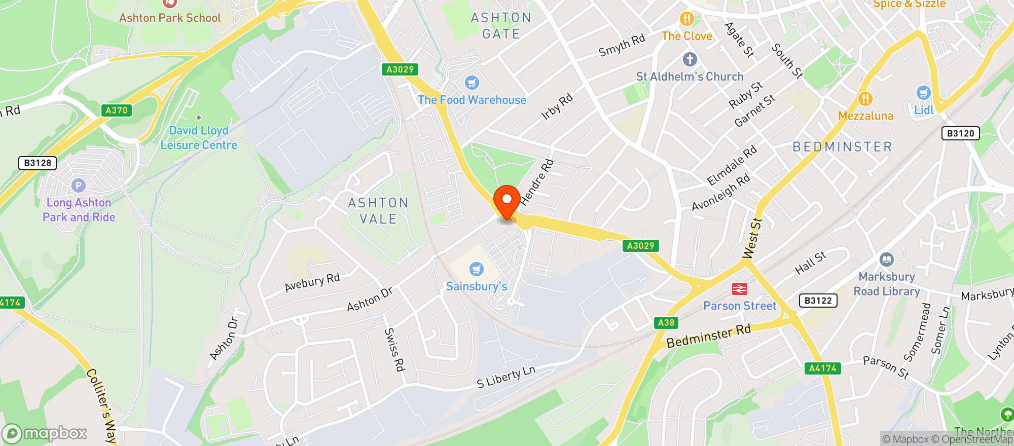 Map showing Sainsburys Winterstoke Road