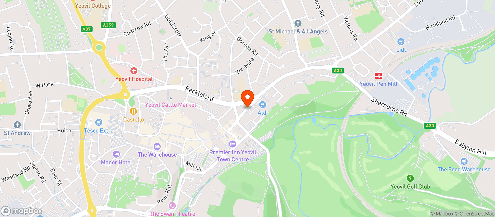 Map showing Majestic Yeovil