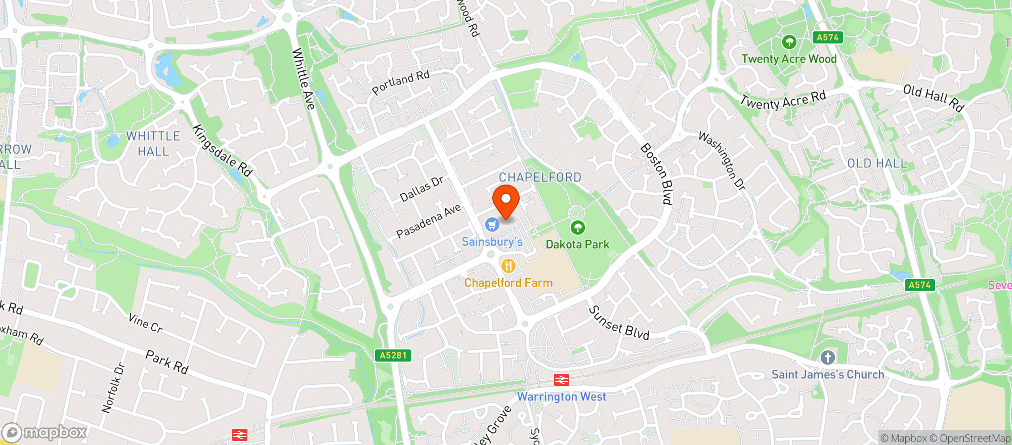 Map showing Sainsburys Chapelford