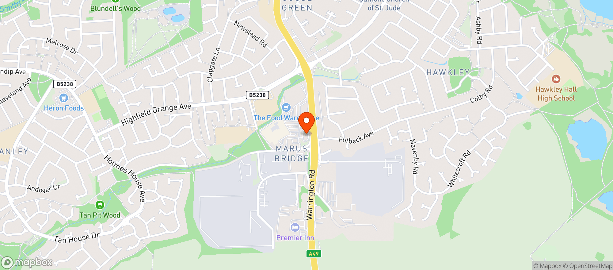 Map showing Sainsburys Wigan