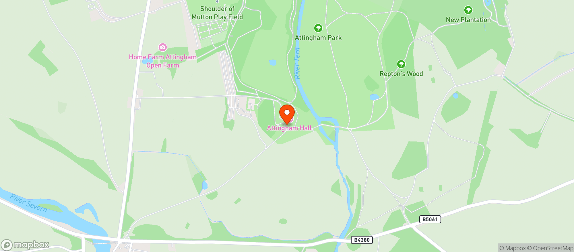 Map showing Attingham Park, National Trust Gift Shop