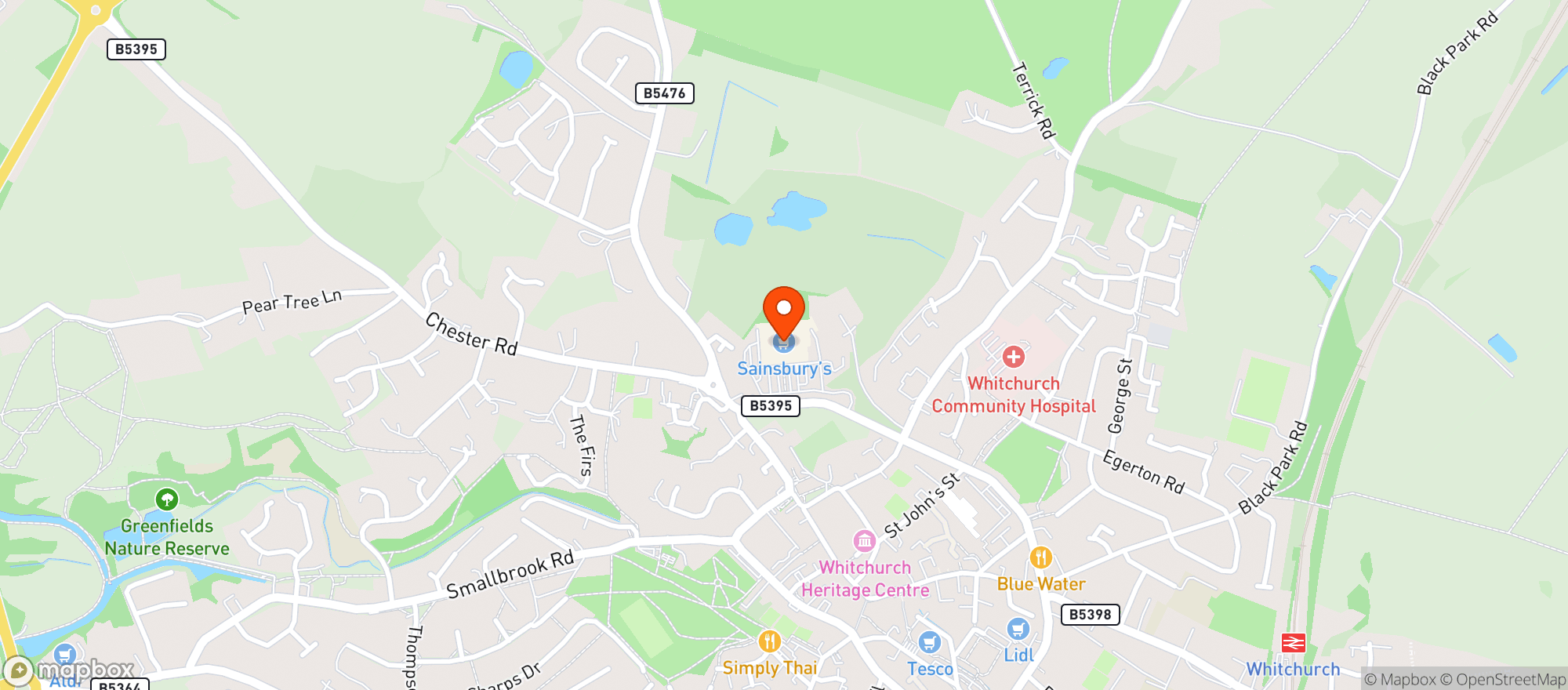 Map showing Sainsburys Whitchurch Bargates