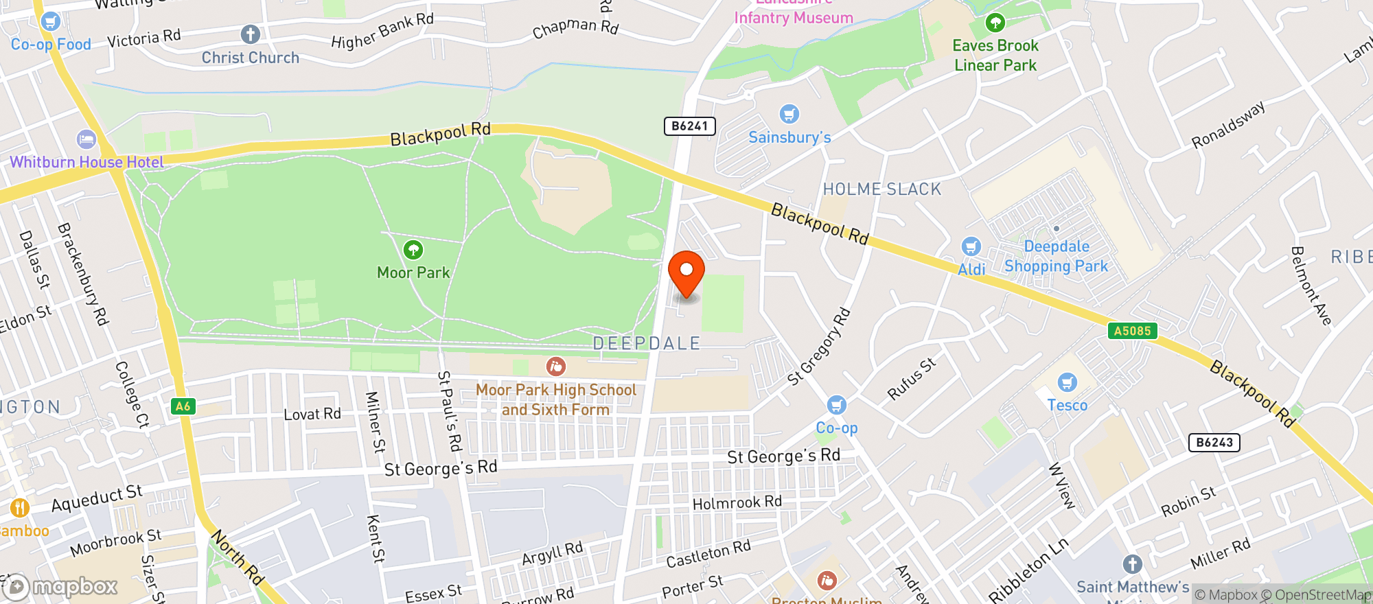 Map showing M&s