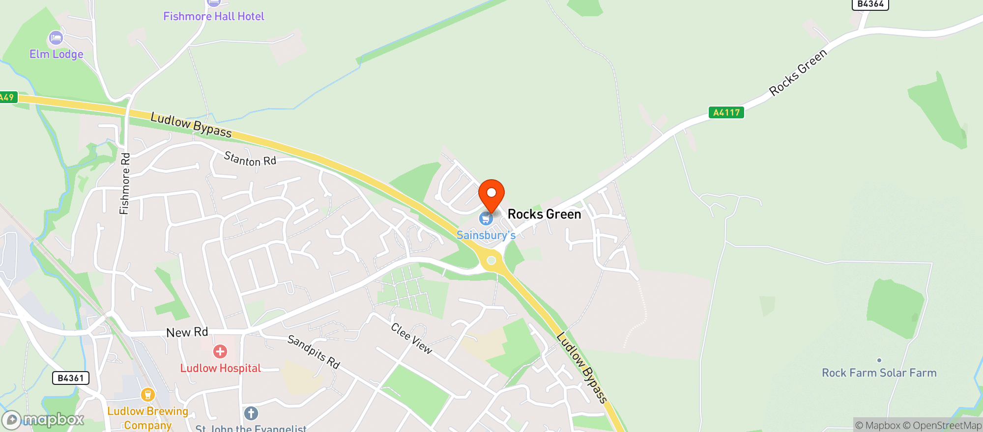 Map showing Sainsburys Ludlow