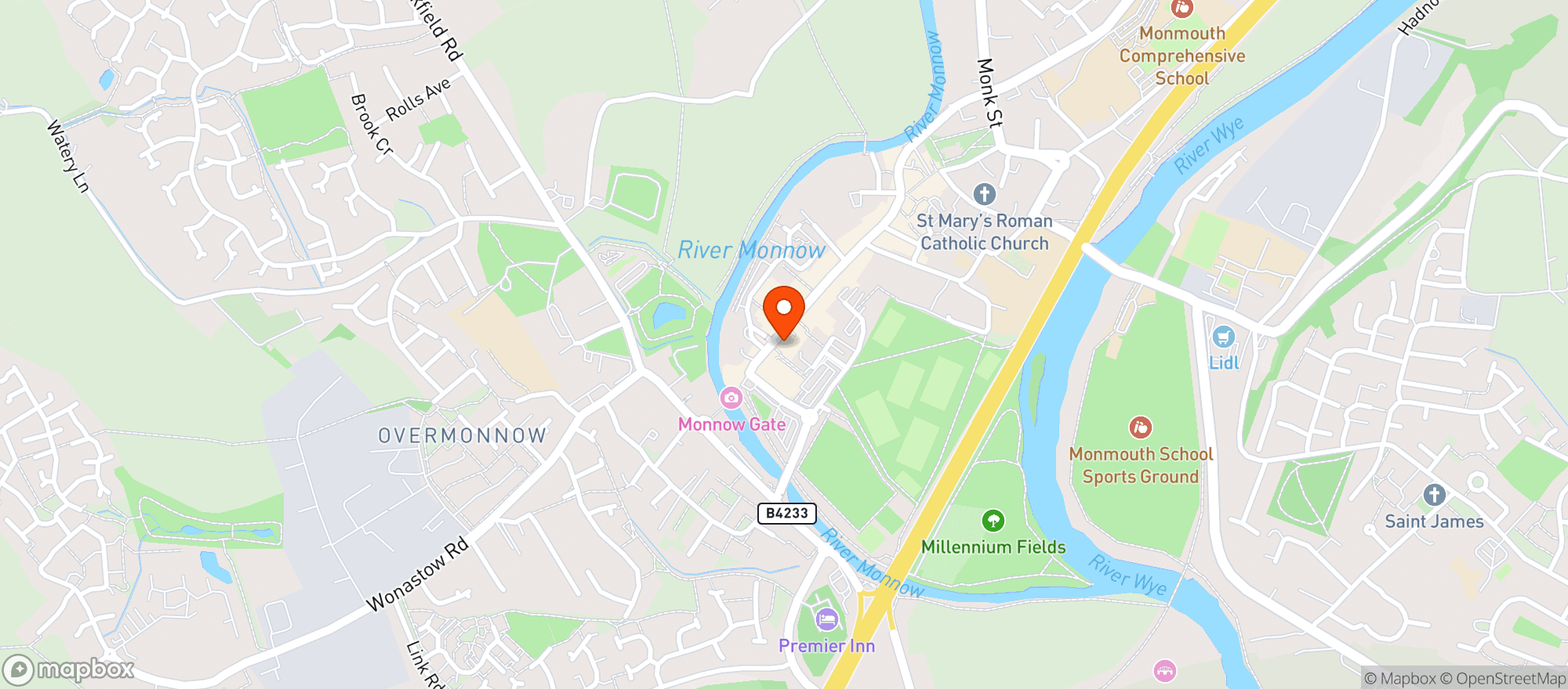 Map showing Waitrose Monmouth