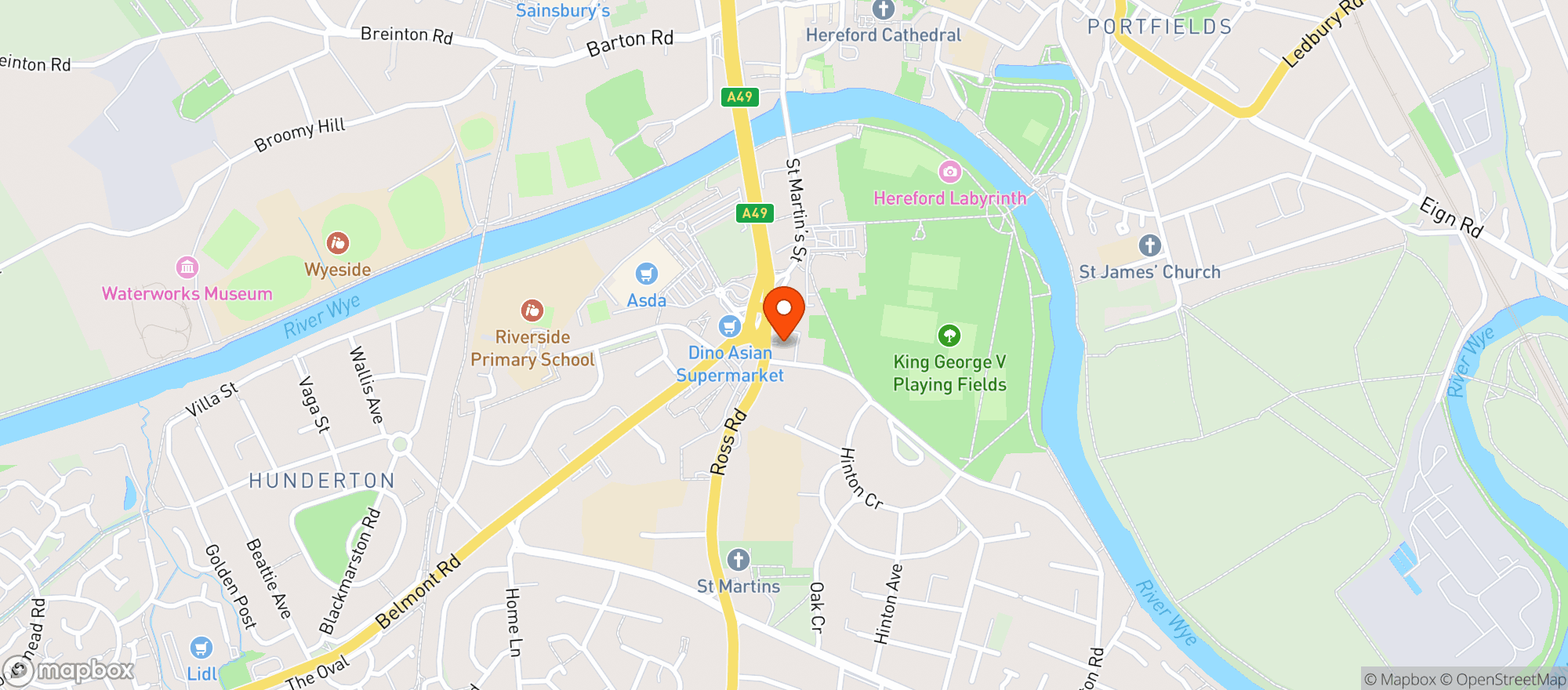Map showing Majestic Hereford