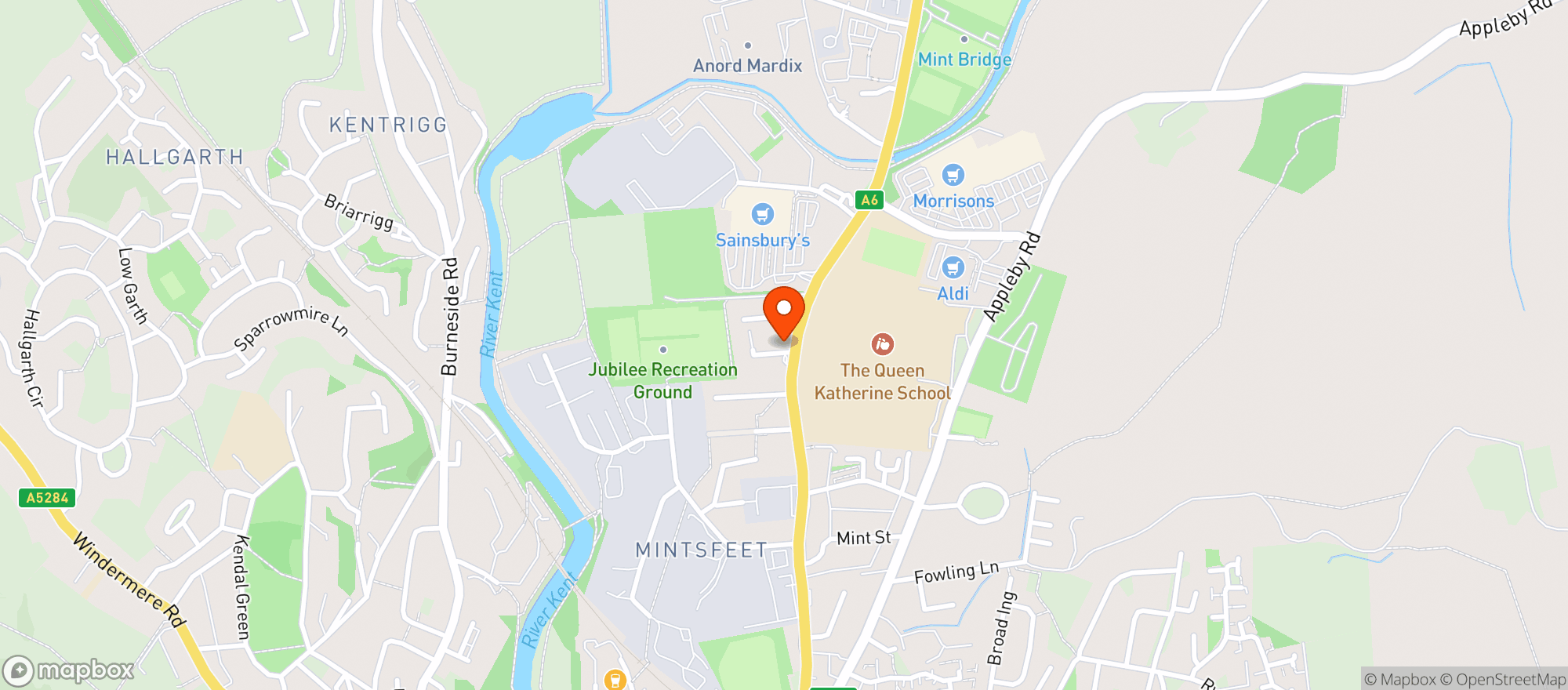 Map showing Sainsburys Kendal