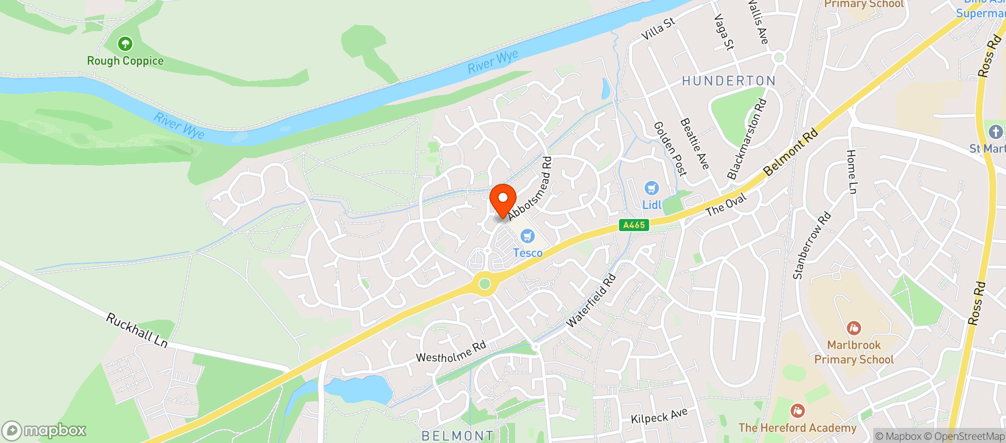 Map showing Tesco Superstore Hereford 2