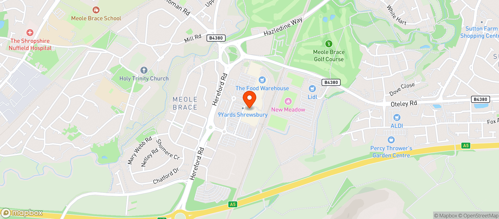 Map showing Sainsburys Shrewsbury