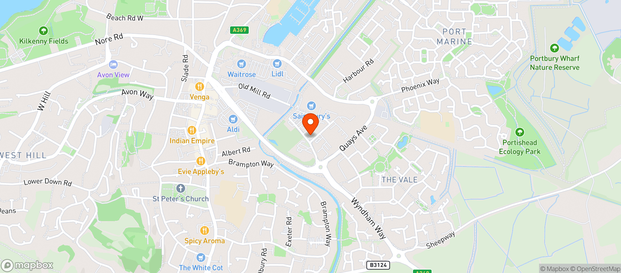 Map showing Sainsburys Portishead