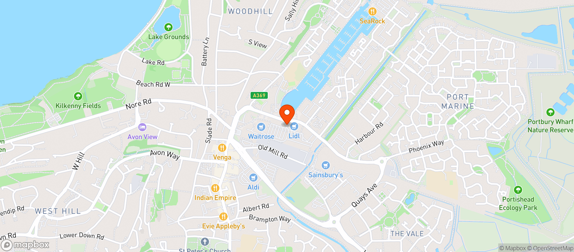 Map showing Waitrose Portishead