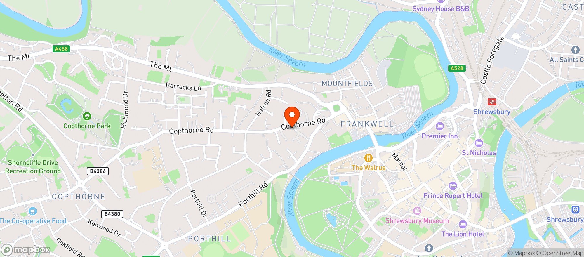 Map showing Majestic Shrewsbury