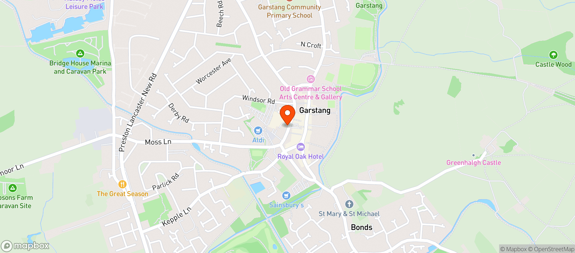 Map showing Sainsburys Garstang