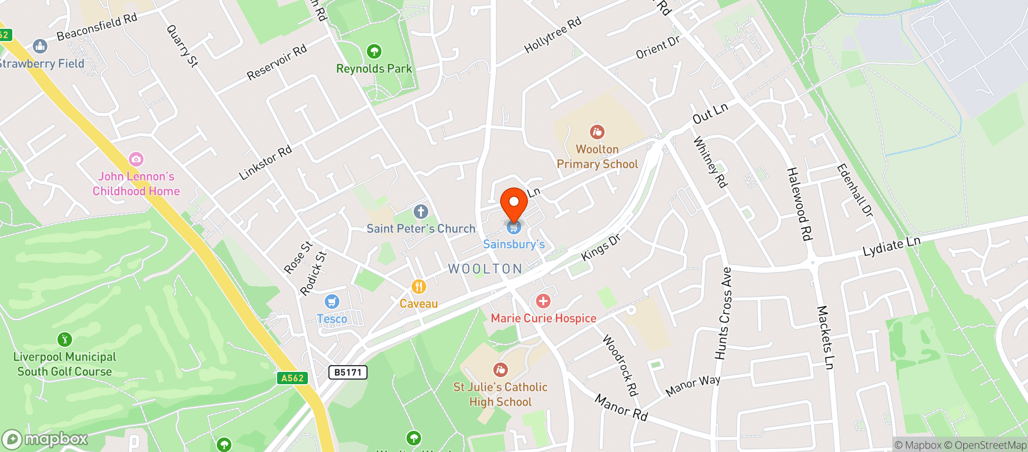 Map showing Sainsburys Woolton
