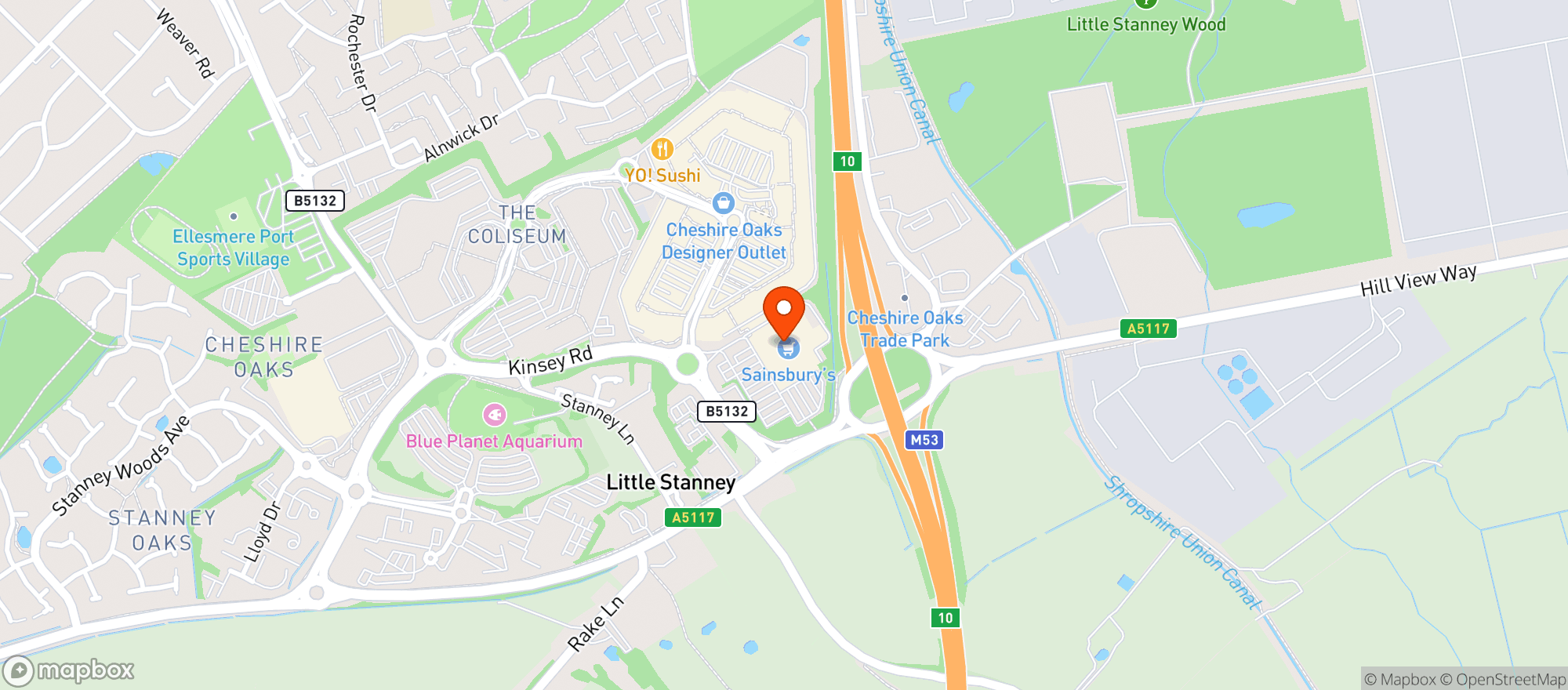 Map showing Sainsburys Ellesmere Port