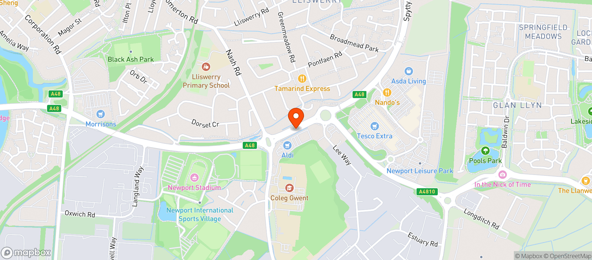 Map showing Tesco Extra Newport Spytty Road