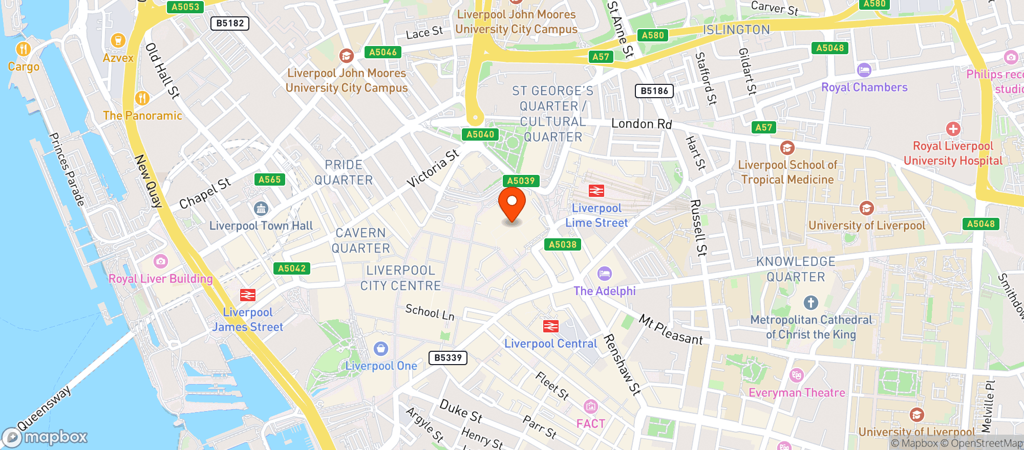 Map showing Boom Battle Bar Liverpool