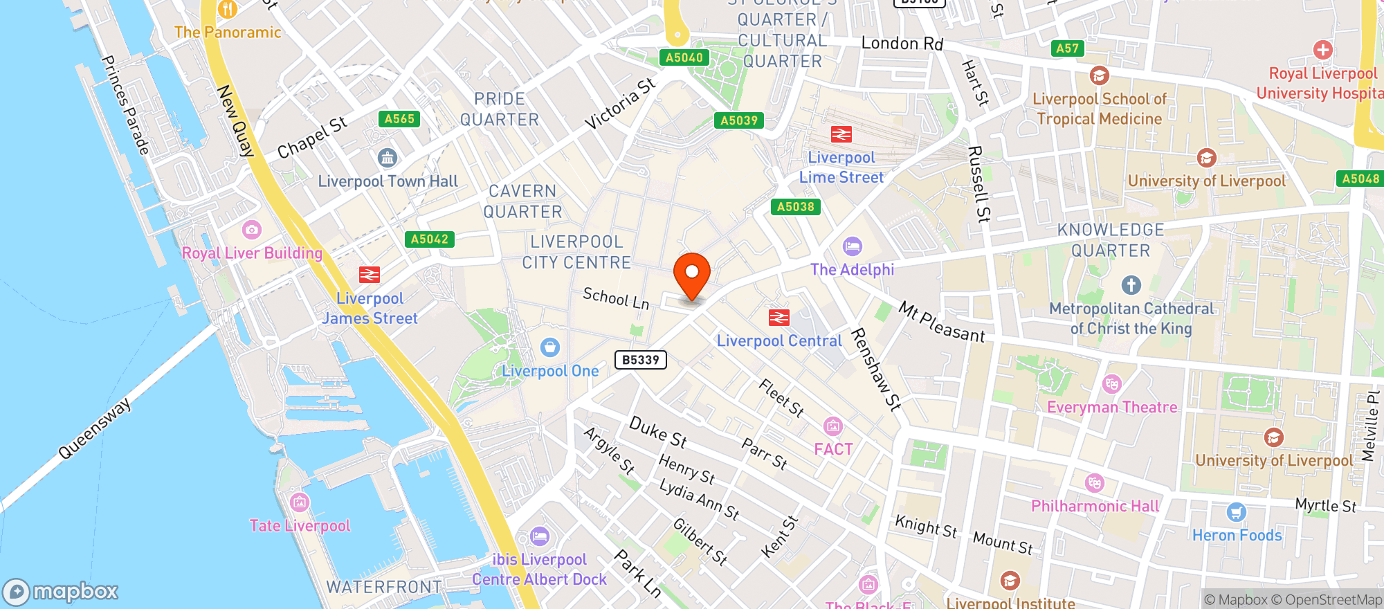 Map showing The Head Of Steam Liverpool