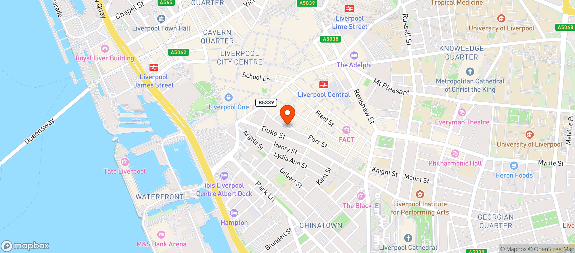 Map showing Dicey Reilly's Liverpool