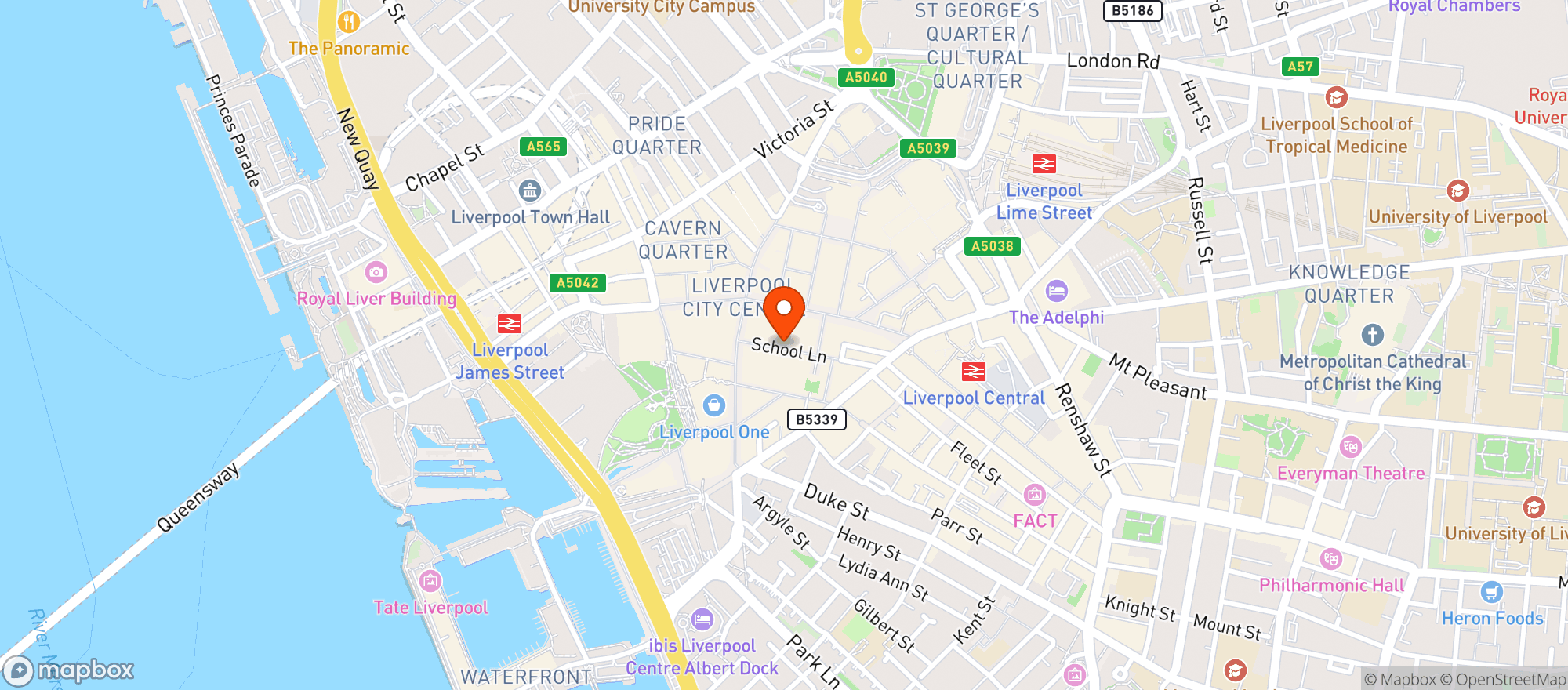 Map showing Roxy Lanes Liverpool School Lane