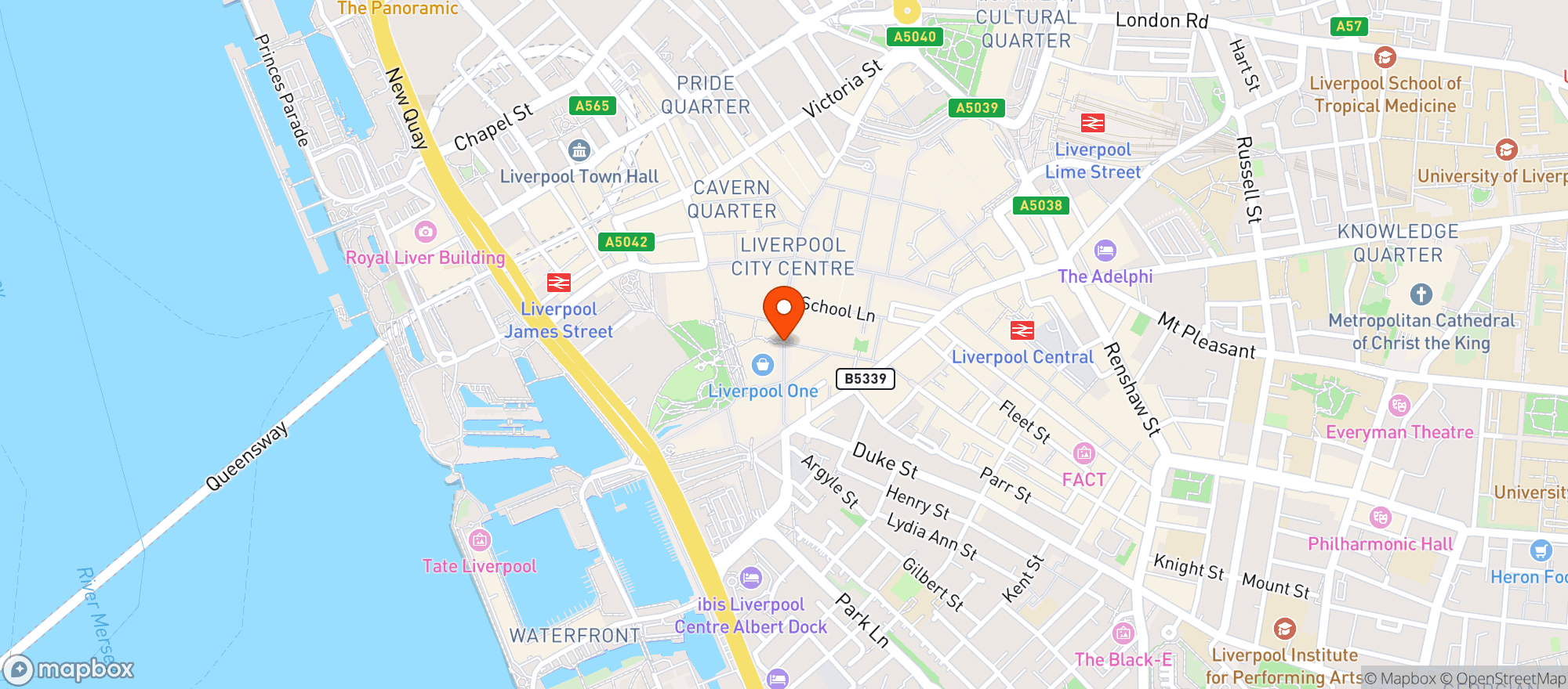 Map showing Browns Liverpool