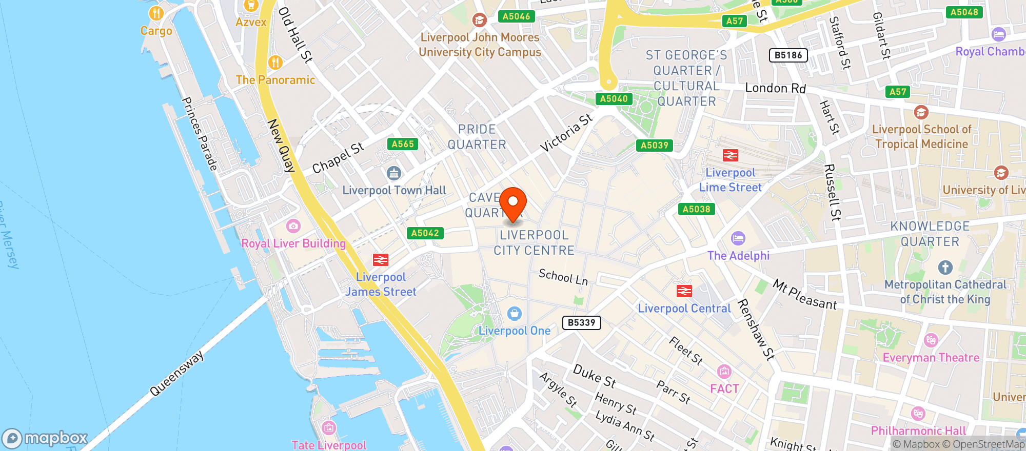 Map showing Roxy Ball Room Liverpool Cavern Quarter