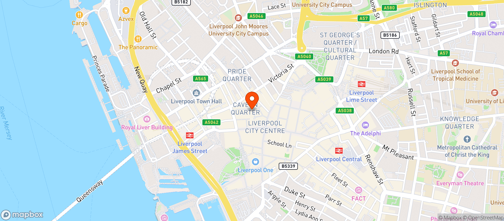 Map showing Flanagans Apple Restaurant