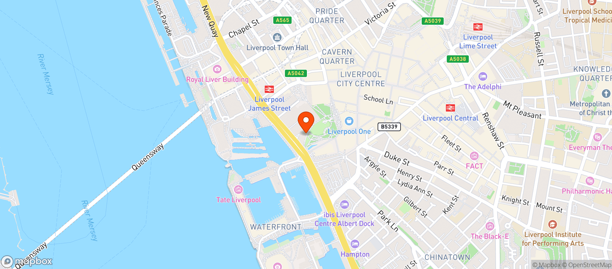 Map showing Flight Club Liverpool