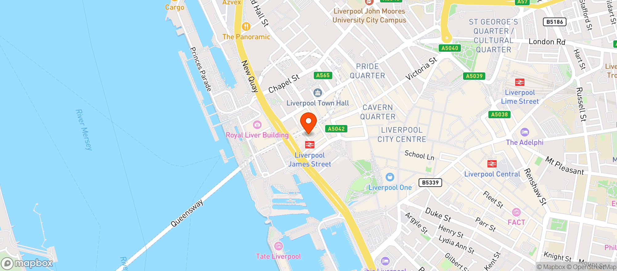 Map showing Staycity Aparthotels, Liverpool, Waterfront