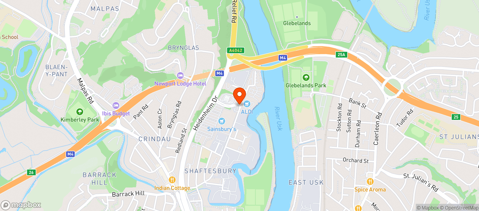 Map showing Sainsburys Newport