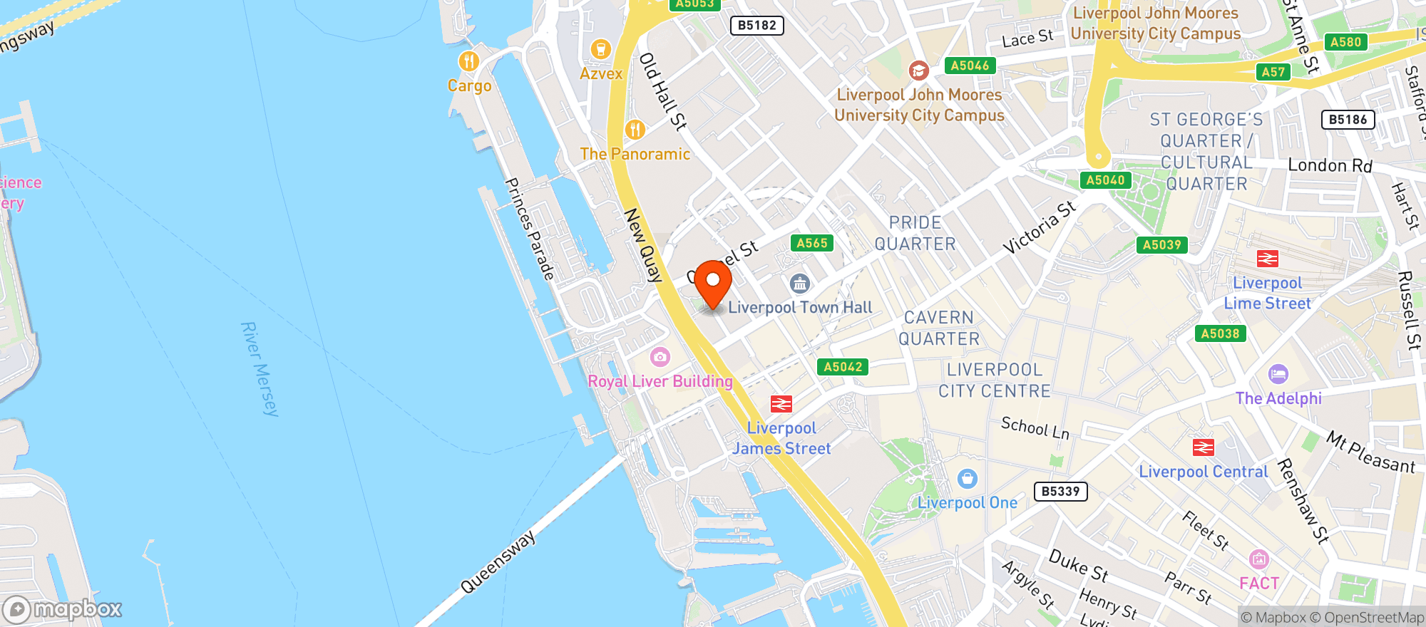 Map showing Ma Boyles Oyster Bar